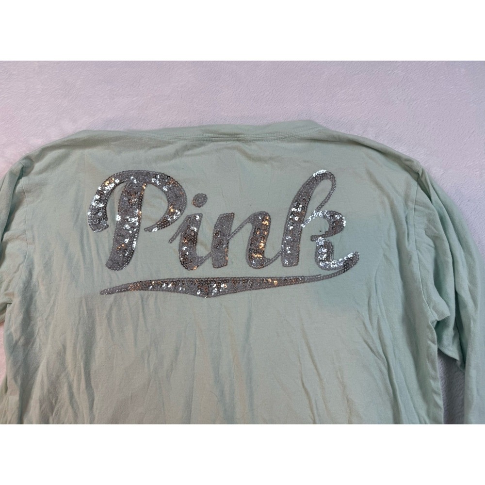 VICTORIAS SECRET PINK Bling Long Sleeve Dog Pocket Y2k Sparkly Small